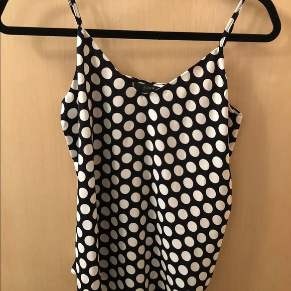 JCrew navy white polka dot spaghetti tank Size 00 - Picture 2 of 5